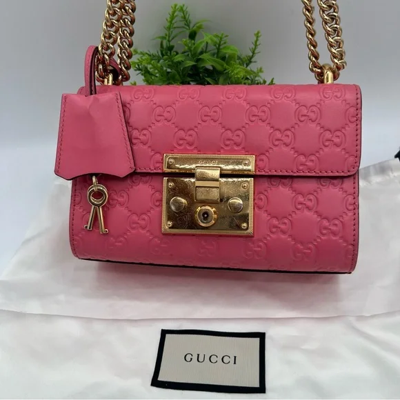 GUCCI GG Microguccissima pink Padlock Leather Chain Shoulder bag ❤️ - Picture 12 of 12